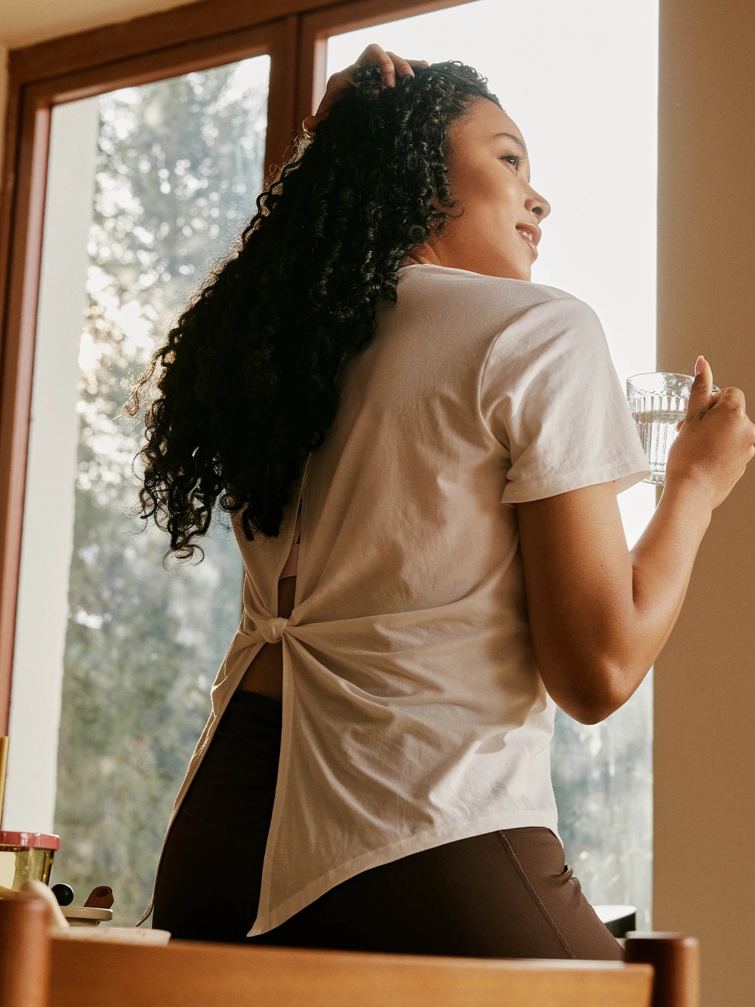 Image of Everleaf Back Twist Shirt Moon White