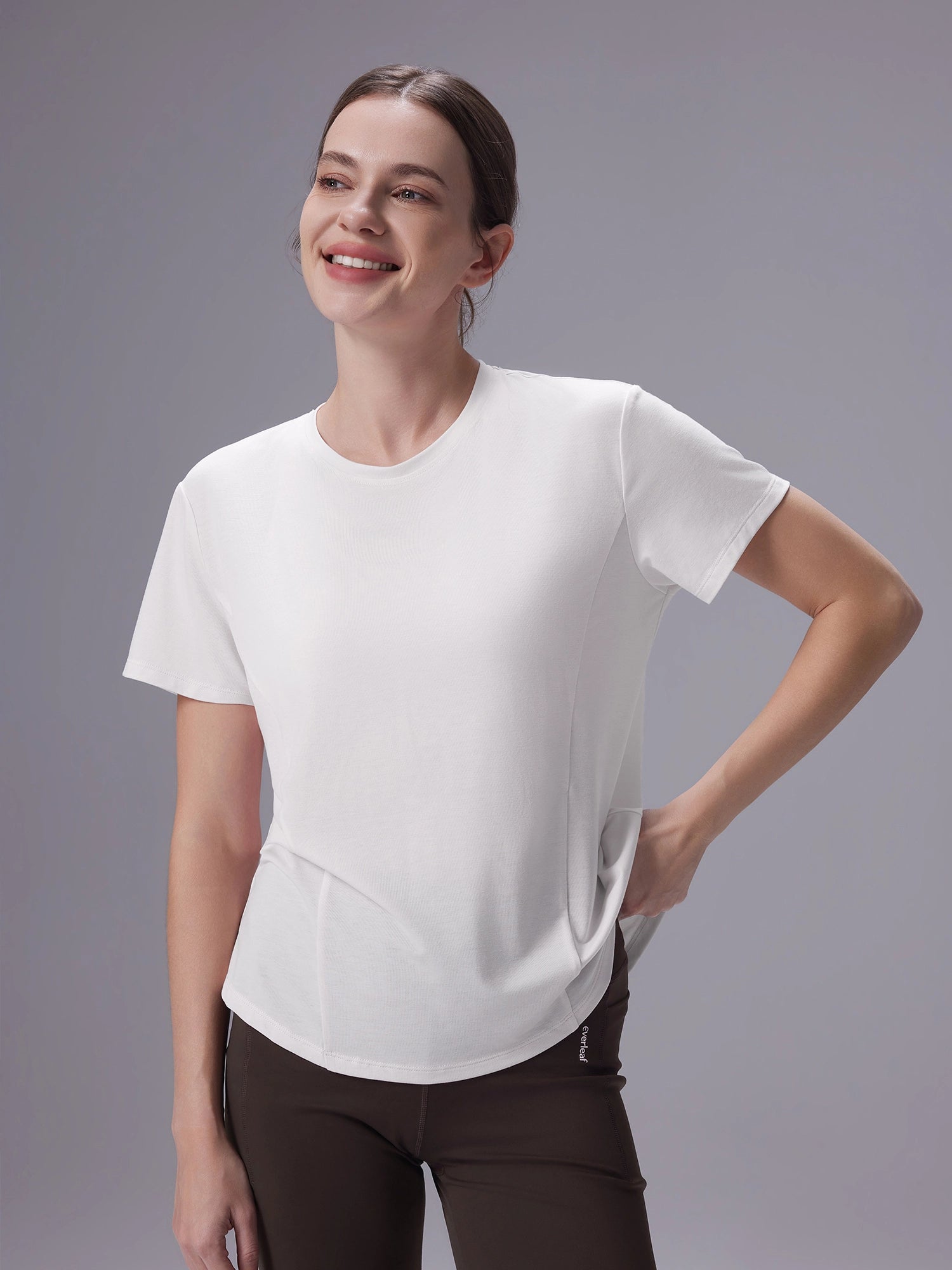 Image of Everleaf Back Twist Shirt Moon White
