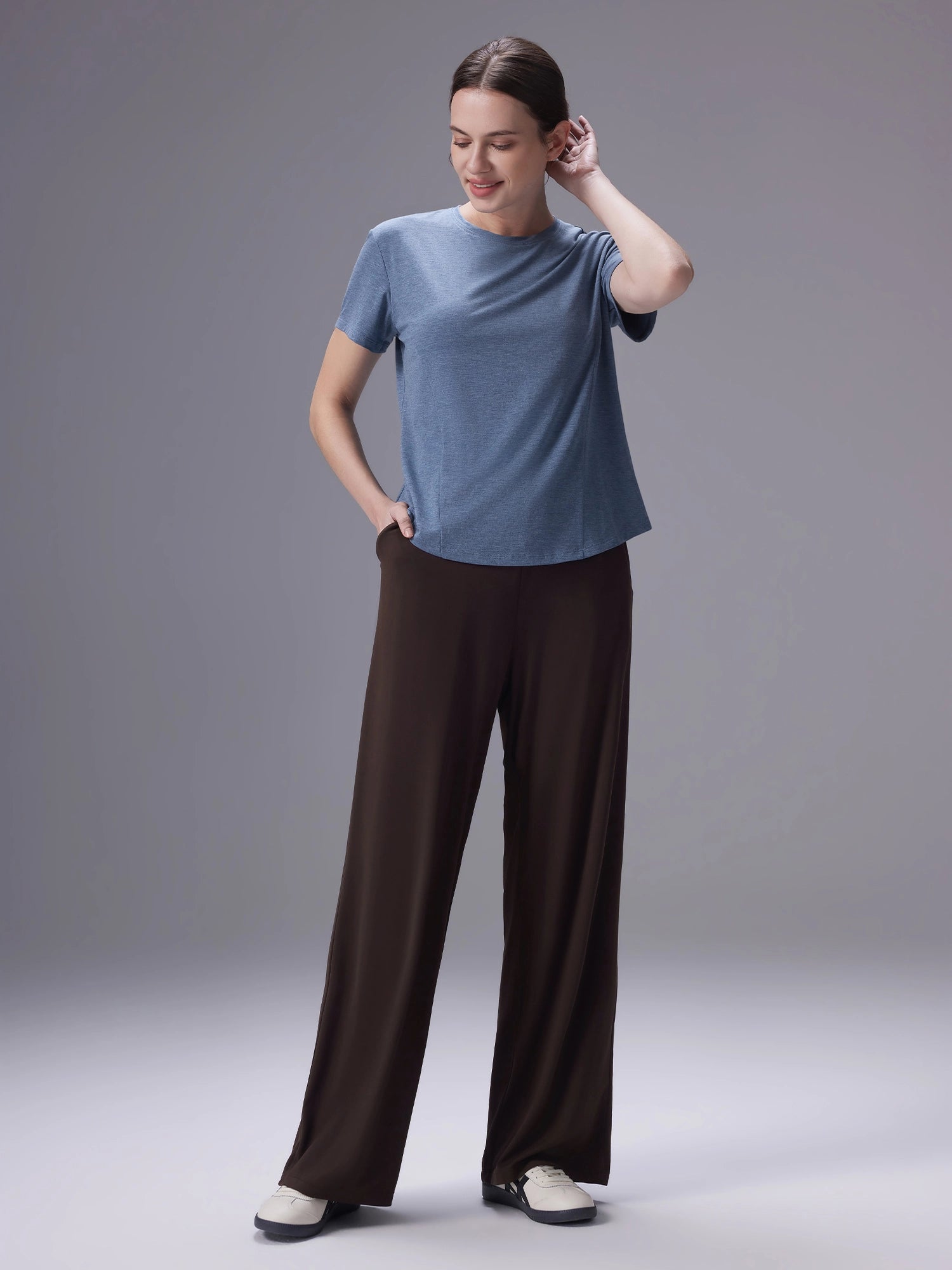 Image of Everleaf Back Twist Shirt Poolshadow Blue