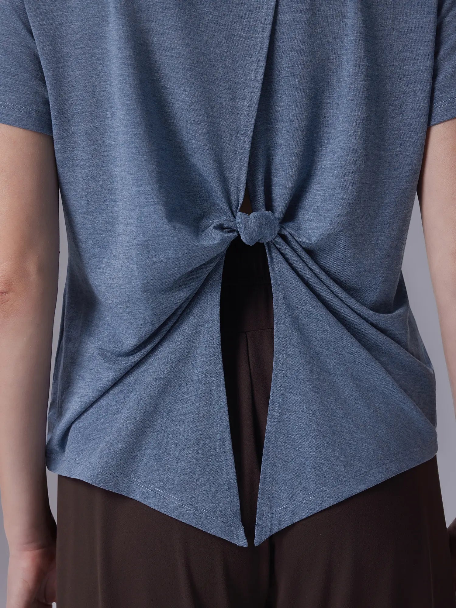 Image of Everleaf Back Twist Shirt Poolshadow Blue