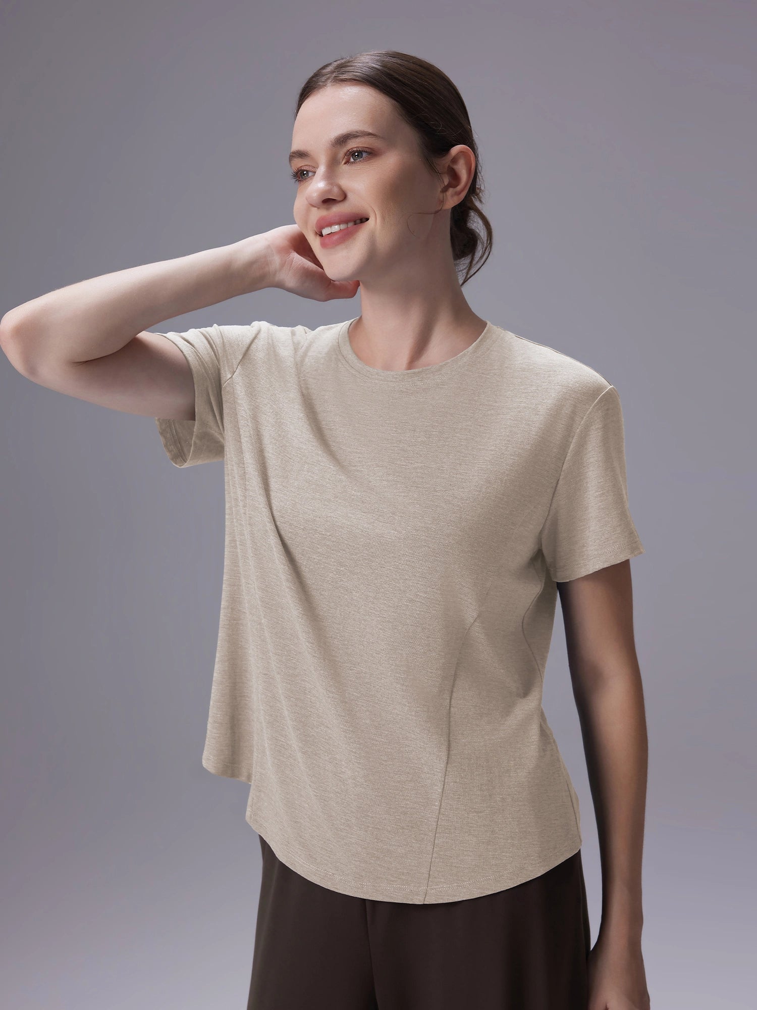 Image of Everleaf Back Twist Shirt Sand Khaki