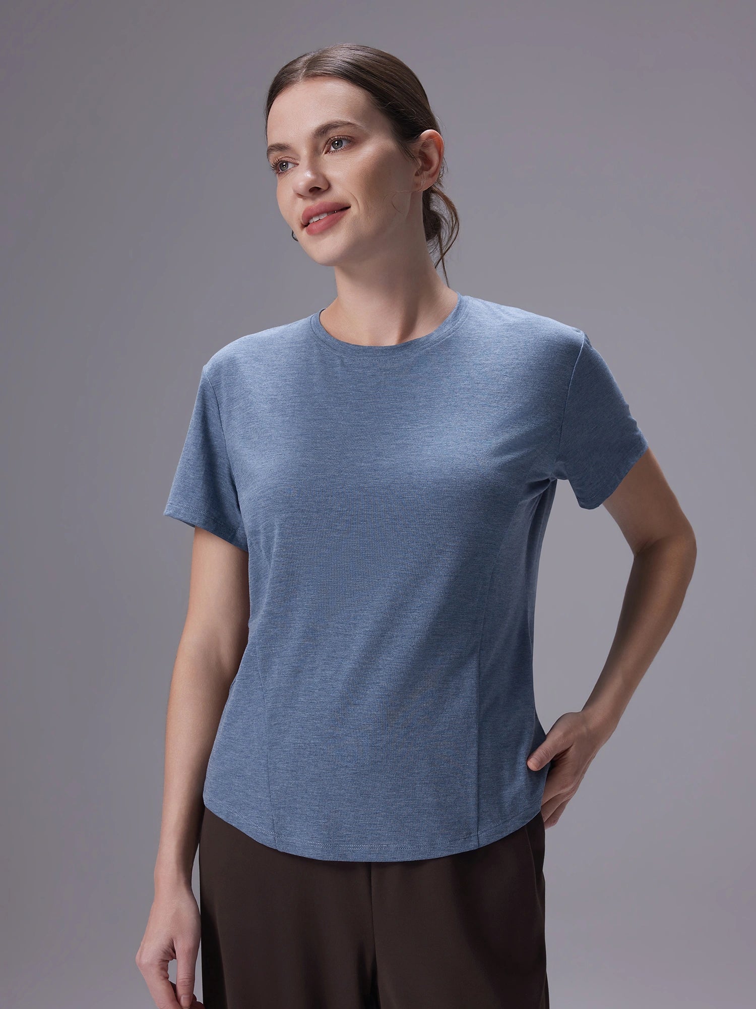 Image of Everleaf Back Twist Shirt Poolshadow Blue