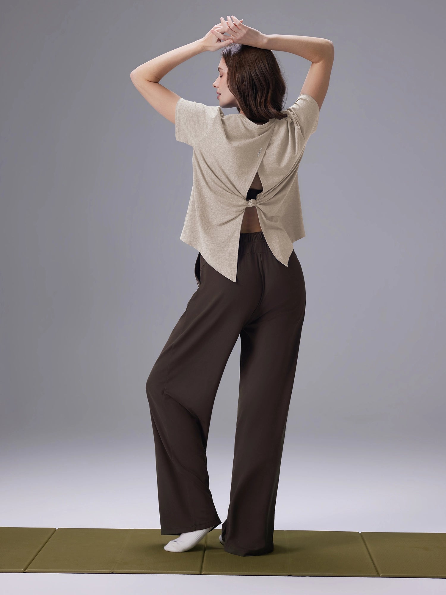 Image of Everleaf Back Twist Shirt Sand Khaki