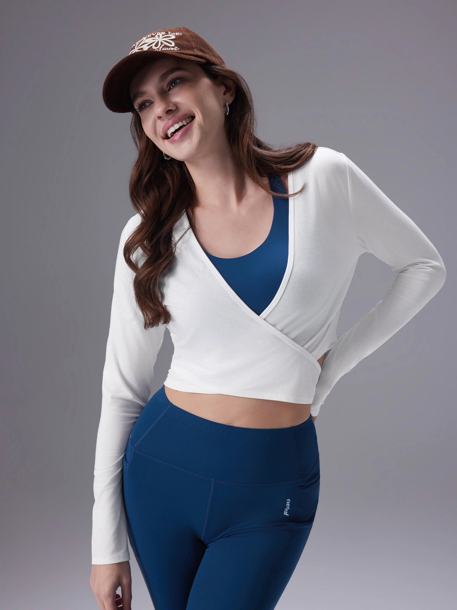 Image of Everleaf Wrap Ballet Top Moon White